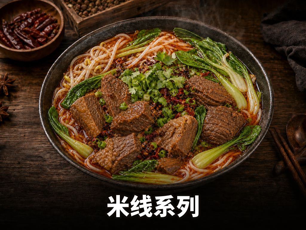 米线系列 · 10 SKU · 香辣/火锅/酸菜/泡椒/番茄/三鲜/酱香/金汤/酸汤/藤椒