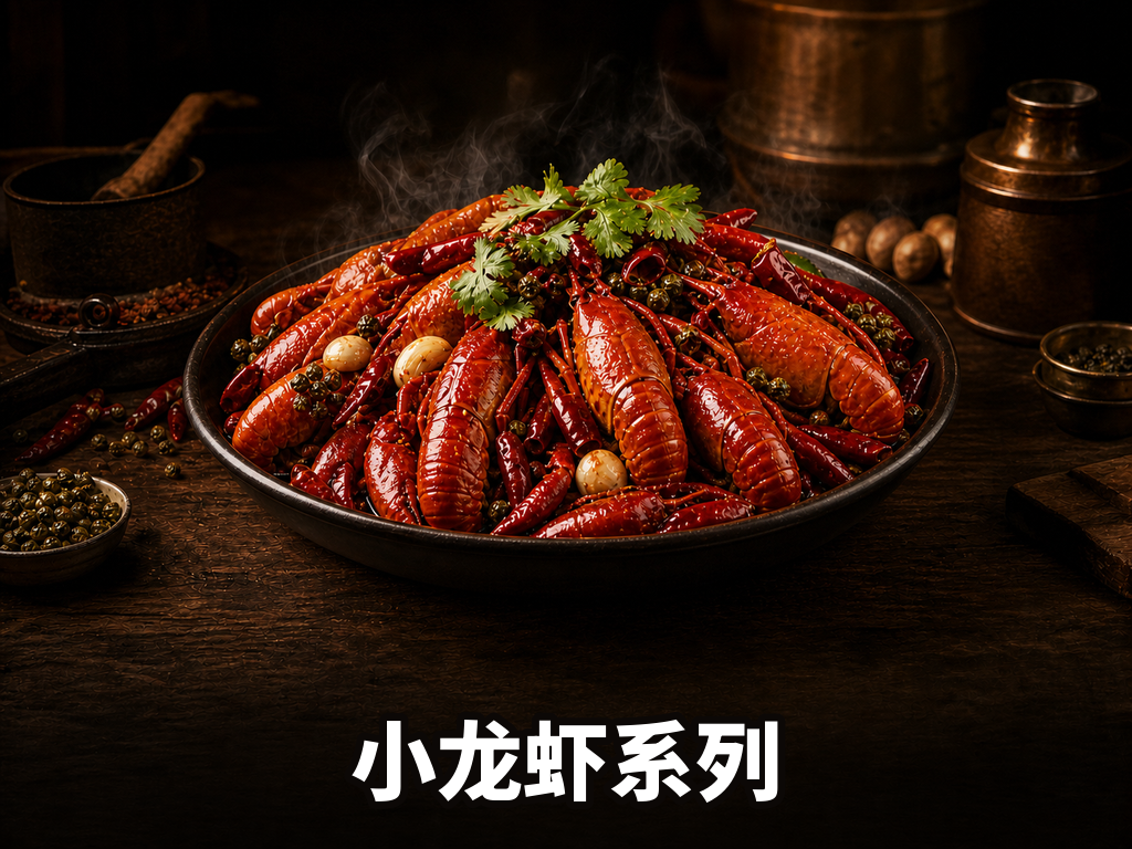 小龙虾系列 · 4 SKU · 香辣/油焖/蒜香/青花椒