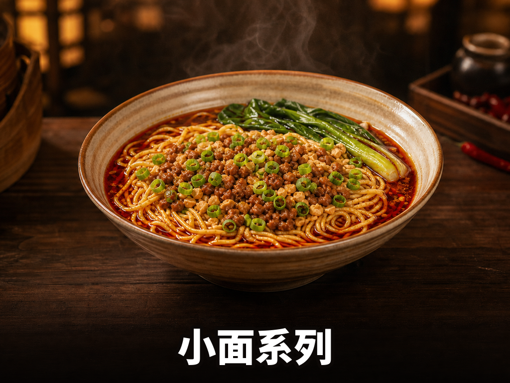小面系列 · 4 SKU · 香辣/麻辣/鲜香/酸菜